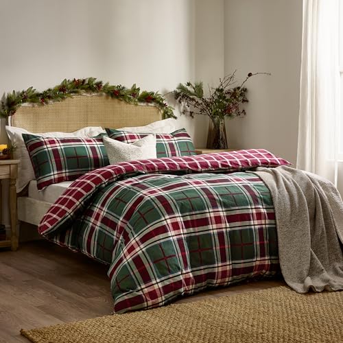 furn. Wylder Braemar Check Duvet Cover Set (Berry/Pine - Double)