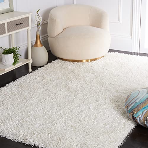 Safavieh Shaggy Indoor Woven Rectangle Area Rug, New Orleans Shag Collection, SG531, in Off White / Off White, 152 X 244 cm for Living Room, Bedroom or Any Indoor Space