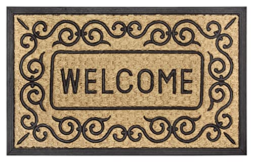 Hanse Home Coconut & Rubber Doormat for Indoor and Outdoor Use Natural Coconut Mat Outdoor Welcome Weatherproof and Non-Slip for Hallway Patio Entrance Area 45 x 75 cm