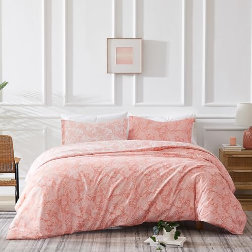Southshore Fine Linens - Perfect Paisley Collection - Boho Style Duvet Cover Sets, 3 Piece Set, Full/Queen, Coral Haze