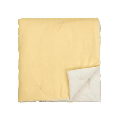 furn. Wylder Edie Bedspread – Soft Quilted Reversible Linen Look Cotton Velvet Bed Throw (Butter Yellow – 140x220cm)