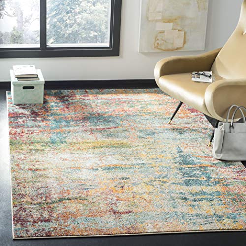 Safavieh Boho Rug for Living Room, Dining Room, Bedroom - Monaco Collection, Short Pile, in Teal and Orange, 240 x 300 cm