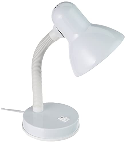 EGLO Basic Desk Lamp, Steel and White Plastic Bedside Light