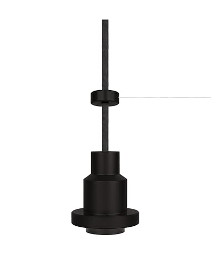 OSRAM Vintage 1906 Pendulum Pendant Light with E27 Socket, 2m Textile Cable, Aluminum housing, Industrial Design, Black, Without Bulb