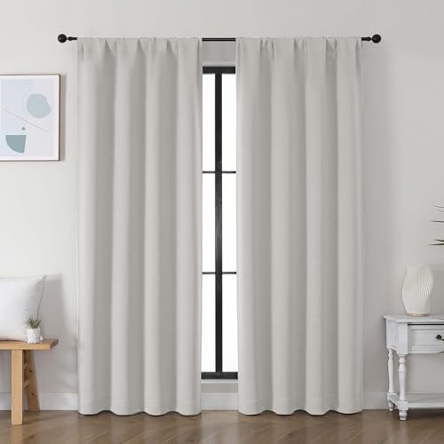 Simplebrand Ava Natural Blackout Curtains for Bedroom, 72 Inch Length, 2 Panels Set, Privacy Thermal Insulated Rod Pocket Window Curtains for Patio, French Door, W40 x L72 Inch