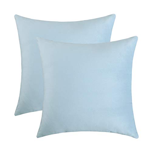 Jeneoo Comfy Soft Velvet Couch Throw Pillow Covers Decorative Solid Square Cushion Cases for Bedroom Sofa Car Decor (Baby Blue, 18 x 18 Inches, 2 Pieces)