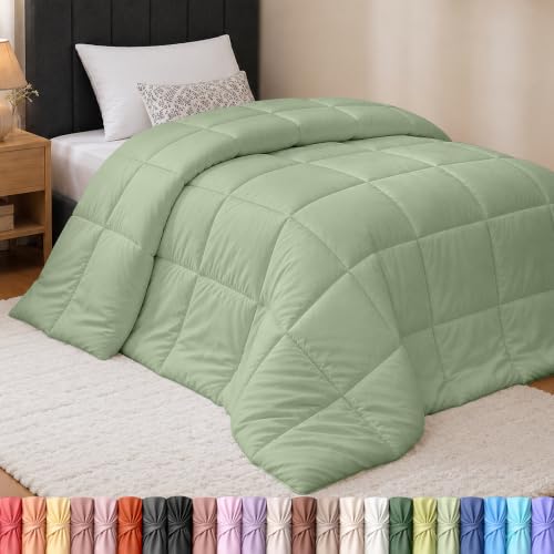 Utopia Bedding Comforter Duvet Insert - Quilted Comforter with Corner Tabs - Box Stitched Down Alternative Comforter (Twin, Sage Green)