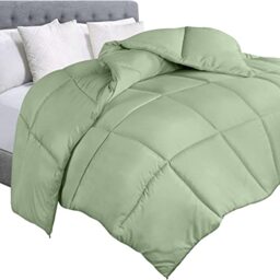 Utopia Bedding Comforter Duvet Insert - Quilted Comforter with Corner Tabs - Box Stitched Down Alternative Comforter (Twin, Sage Green)