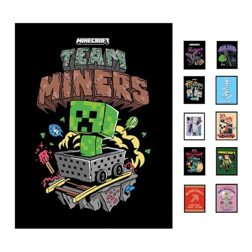 Pyramid International Minecraft (Team Miners) Collector Print (Framed) 30cm x 40cm - A Stunning Artwork to Enhance Your Collection or Living Space, One Size