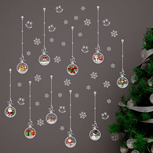 WALPLUS 160x60cm Christmas Decoration Wall Stickers Matt Silver Christmas Ornaments Wall Stickers Wall Art Window Display Clings Display Decals Living Room Sale Clearance Living Room Bedroom DIY Gift