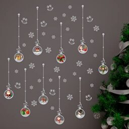 WALPLUS 160x60cm Christmas Decoration Wall Stickers Matt Silver Christmas Ornaments Wall Stickers Wall Art Window Display Clings Display Decals Living Room Sale Clearance Living Room Bedroom DIY Gift