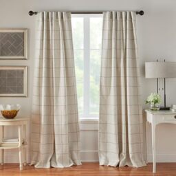 "Elrene Home Fashions Brighton Windowpane Plaid Blackout Window Curtain, Living Room and Bedroom Drape with Back Tab and Rod Pocket Tabs, 52""x108"", Linen, 1 Panel"