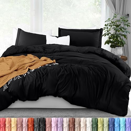 Utopia Bedding Duvet Cover Full Size Set - 1 Duvet Cover with 2 Pillow Shams - 3 Pieces Comforter Cover with Zipper Closure - Ultra Soft Brushed Microfiber, 80 X 90 Inches (Full, Black)
