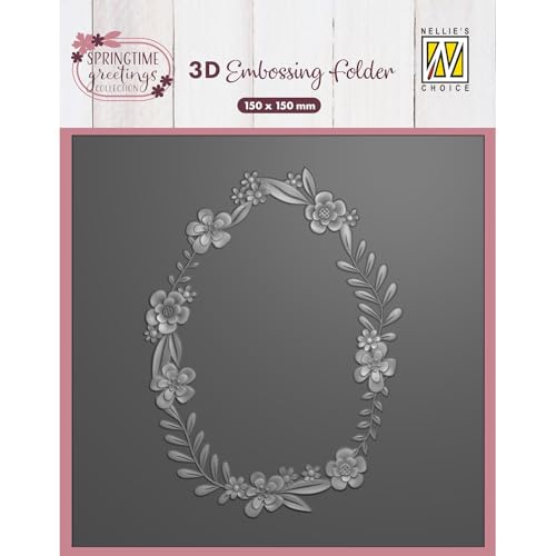Nellie's Choice 3D Embossing Flyer Flowers Easter Wreath 15 x 15 cm - Supplies for Card Making, Scrapbooking, DIY and Crafts