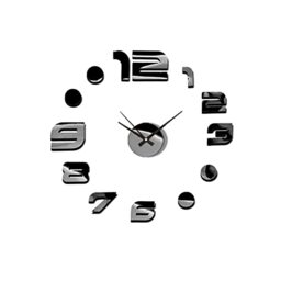 MPM 3D Wall Clock for Sticking, Light Black, DIY Wall Clock Modern from the Combination of Plastic and Glass
