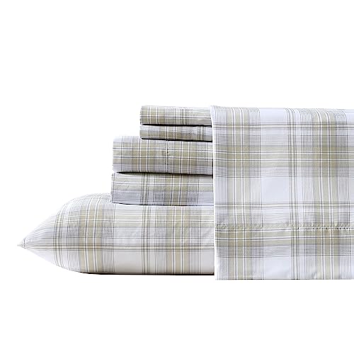 Wrangler- King Sheet Set, Silky & Lightweight Bedding Set, Bed Sheet King Size, Casual Home Décor (Dayton Valley Plaid Beige)
