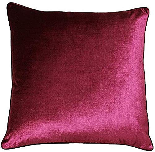 "Riva Paoletti Luxe Velvet Polyester Filled Cushion - Cranberry Pink - Soft Velvet Feel Fabric - Reversible - Hidden Zip Closure - Machine Washable - 100% Polyester Case - 55 x 55cm (22"" x 22"" inches)"