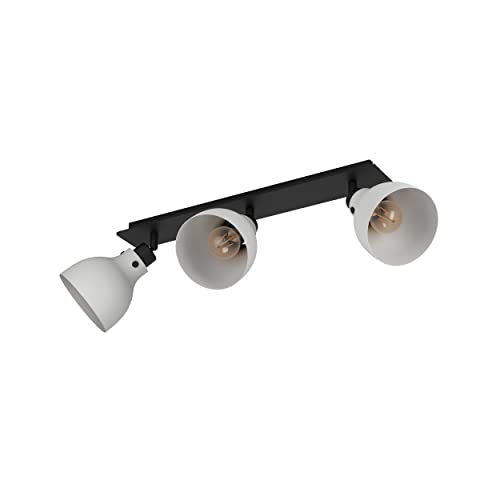 Eglo Spotlight bar Matlock, Ceiling Light Fitting with 3 Adjustable spot Lights, Industrial Design Living Room lamp Made of Black and Grey Metal, Track Lighting E27 Socket