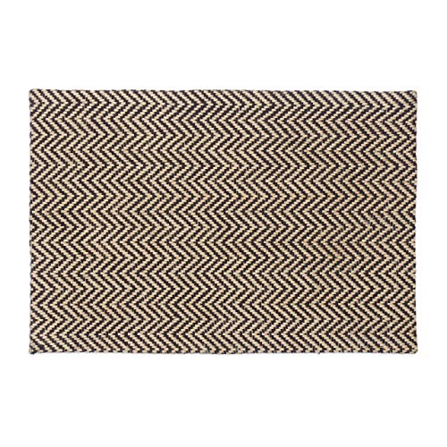 Relaxdays Zigzag Doormat, Jute Door Mat, Handmade Outdoors Dirt Catcher, 40x60 cm, Natural/Black