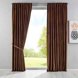 Gardinenbox Milano 20357 Blackout Curtain Velvet Opaque Loop Tape Drawstring Blackout Ironing Tape Can Be Shortened Taupe Pack of 2 H x W 280 x 135 cm