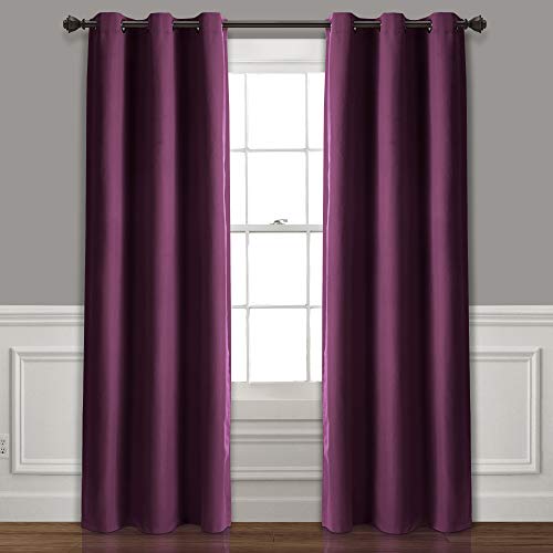 Lush Decor Absolute Blackout Plum Insulated Grommet Window Curtain Panel Pair - Room Darkening, Energy Efficient, 84??? x 38