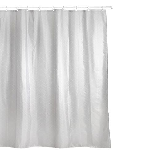 TATAY Fabric Shower Curtain 220 x 200 cm - Includes 16 Hooks - Washable Shower Curtain with Modern Design - Durable Polyester Fabric - Nature Model – White & Beige