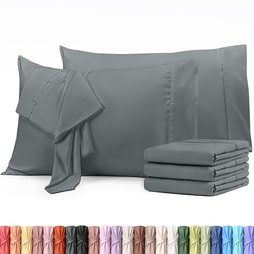 Utopia Bedding King Pillow Cases - 6 Pack - Envelope Closure - Soft Brushed Microfiber Fabric - Shrinkage and Fade Resistant Pillow Covers 20 X 40 Inches (King, Grey)