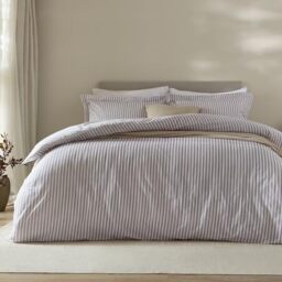 Yard Hebden 100% Cotton Stripe Duvet Cover Set (Mauve, Super King)