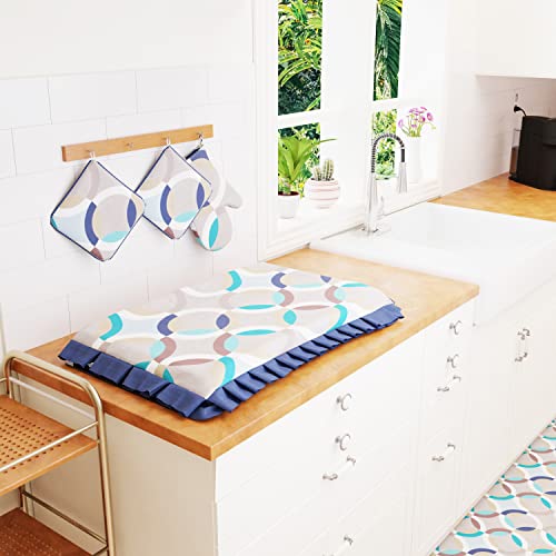 PETTI Artigiani Italiani Cooker Cover and Kitchen Curfew, Blue Circle, 1pz Coprifornello 48x73 cm