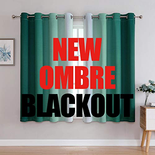 G2000 Blackout Curtains & Drapes for Bedroom Living Room 63 Inch Length Teal and Greyish White Room Darkening Window Treatments Ombre Thermal Insulated Light Blocking Grommet Backdrop 2 Panels Set