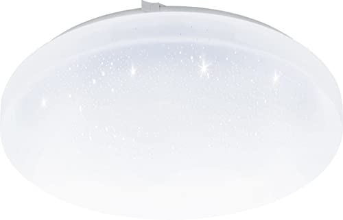 Eglo Access Frania-A LED Ceiling Light, 1-Bulb Bathroom Lamp, Wall Lamp, Crystal Effect, Steel, Plastic, White, Remote Control, Colour Temperature Change (Warm - Cold), Dimmable, IP44, Diameter 30 cm