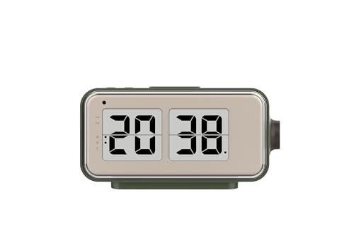 Technoline WT270 Retro Alarm Clock ??? DCF77 Radio Controlled Alarm Clock in Flip Clock Design, 2 Alarms with Snooze, Indoor Temperature Display, Calendar, Backlight & Night Light, Battery Operated