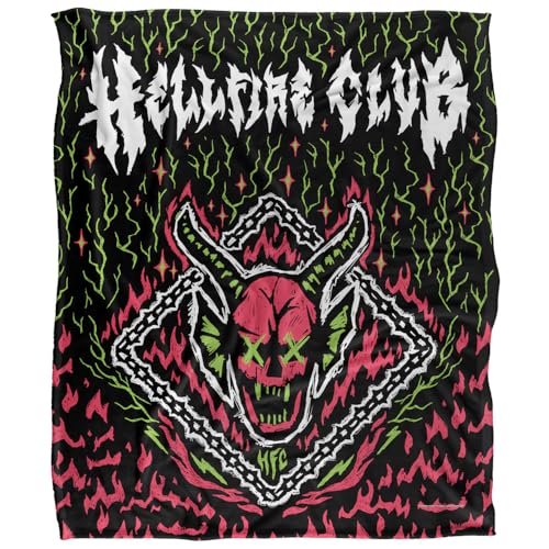 Stranger Things Hellfire Club Neon Flames Sketch Silky Touch Super Soft Throw Blanket 152 X 127 Cm