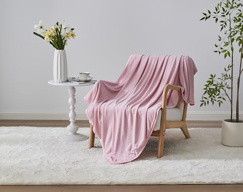 GC GAVENO CAVAILIA Cooling Bed Throws Double Size 150×200Cm - Breathable Bed Cooling Blanket All Season Bed Comforter - Throws for armchairs, Sofa, Bed Thick Blanket Adults and Kids - Pink