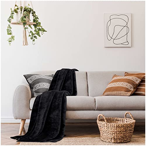 GC GAVENO CAVAILIA Mink Fur Throws For Sofa, Fluffy Throw Blanket, Warm Snuggle Blanket For Bed OR Settee, Black, 200X240 Cm, (249665)