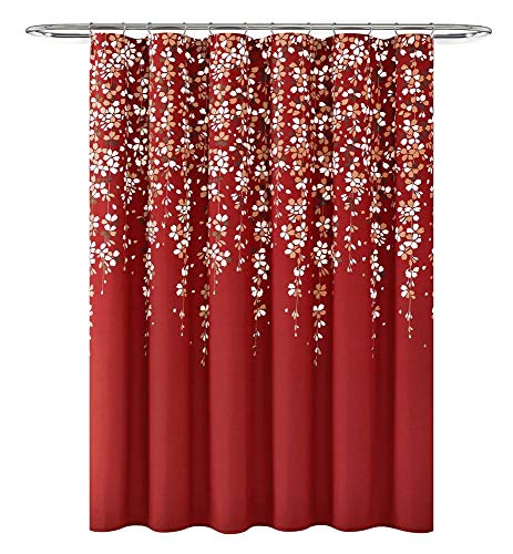 Lush Decor Weeping Flower Shower Curtain Red Single 72X72