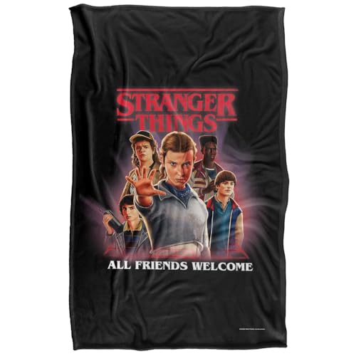 Stranger Things All Friends Welcome Poster Super Soft Snuggle Blanket with Silky Touch - 91 x 147 cm