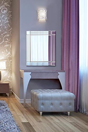 MirrorOutlet Modern Triple Edge Modern Frameless All Glass Venetian Mirror, 68 x 58 cm, YC082