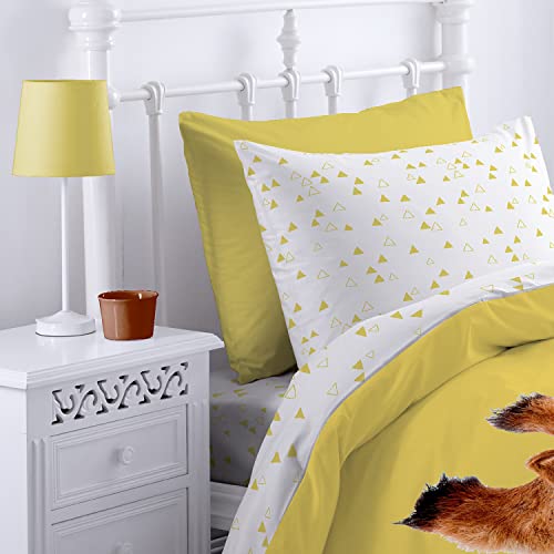 Catherine Lansfield Giraffe Duvet Cover Set 160 x 220 + 50 x 110 cm + Fitted Sheet White 90 x 200 cm