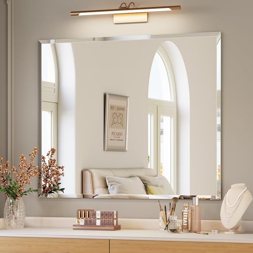 "Mestikits Bathroom Mirrors for Wall Beveled, 30""x36"" Frameless Bathroom Vanity Mirror, Wall Mount Mirror for Bedroom Entryway Living Room Hangs Horizontally or Vertically"