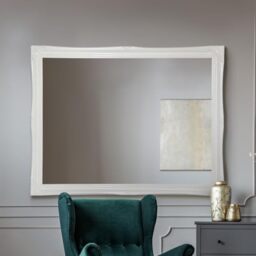 HUGE WHITE Shabby Chic Antique Style Rectangular Wall Mirror complete with Premium Quality Pilkington's Glass - Overall Size: 42 inches x 54 inches (107cm x 137cm)