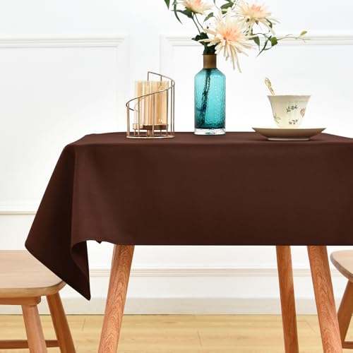 NEWISHER Chocolate Small Square Tablecloth 42x42 inch, Washable Table Cloth - Heavy Duty Polyester Fabric Table Cloth, Reusable Solid Square Table Cover for Dining, Kitchen, Party, Wedding Indoor Outdoor