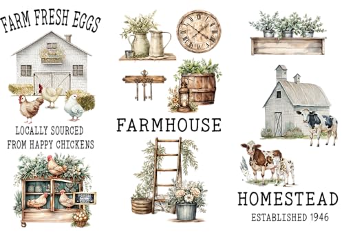 Rub on Transfers for Crafts and Furniture - 3 Design Sheets 6???x 12??? - Home Decor Transfers - Furniture and Craft Decals - by Thymeless Designs (Farmhouse)