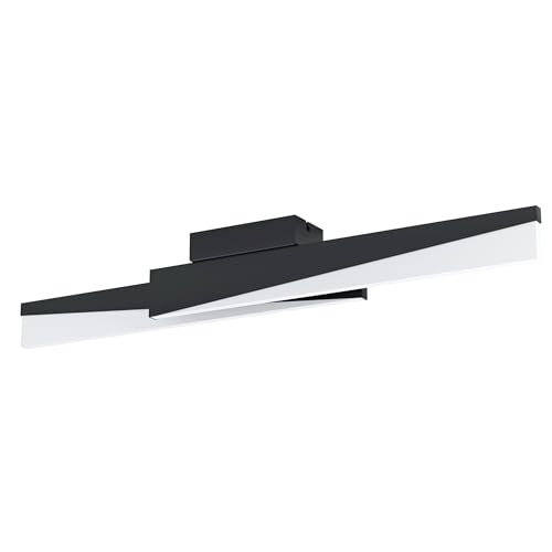 "Eglo LED Ceiling Light Fitting Isidro, dimmable Lighting, Living Room lamp Made of Black Metal and White Acrylic, Warm White, 34"""