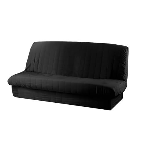 Douceur D'Interieur Click Clack Cover Quilted with Base Band Plain Polyester Essentiel Noir