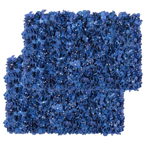 Flower Wall Panel Set, U'Artliens Artificial Wall Flower Backdrop 24x16 Inch 3D Silk Hydrangea Rose Floral Panel for Photo Background Home Party Wedding Backdrop Decoration(4pcs, Royal Blue)
