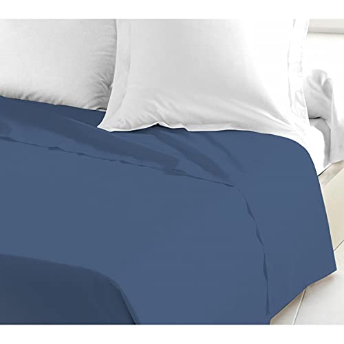 Home Linge Passion - 100% Cotton Double Flat Sheet - Blue - 240 x 300 cm