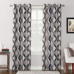 "Sun Zero 53437 Burbank Geometric Ogee Watercolor Print Energy Efficient Grommet Curtain Panel, 54"" x 95"", Gray"