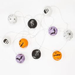 Global Gizmos 45949 Halloween Lantern String Lights/Set of 10 Paper Lanterns / 5 Unique Designs/Warm White LEDs / 3m Total Length