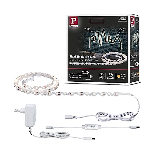 Paulmann 78961 LED Strip FlexLED 3D Basic Set 1.5m incl. 1x5 watt dimmable Lighting Strip White Light Strip Plastic LED Strip 3000 K